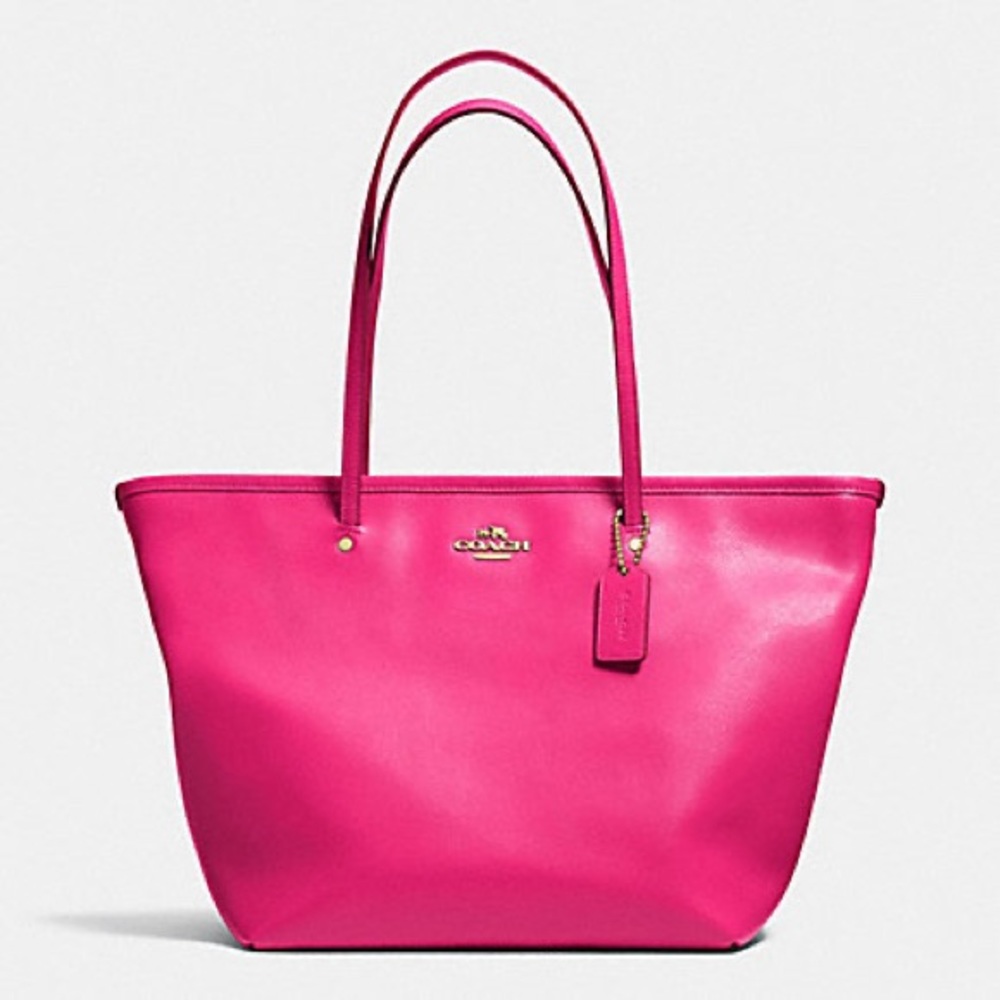 Coach pink large zip top shoulder tote